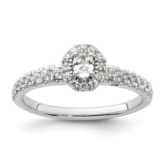 Two Promises 14k White Gold 5/8 carat Lab Grown Diamond VS/SI+ G+ Complete Petite Halo Engagement Ring