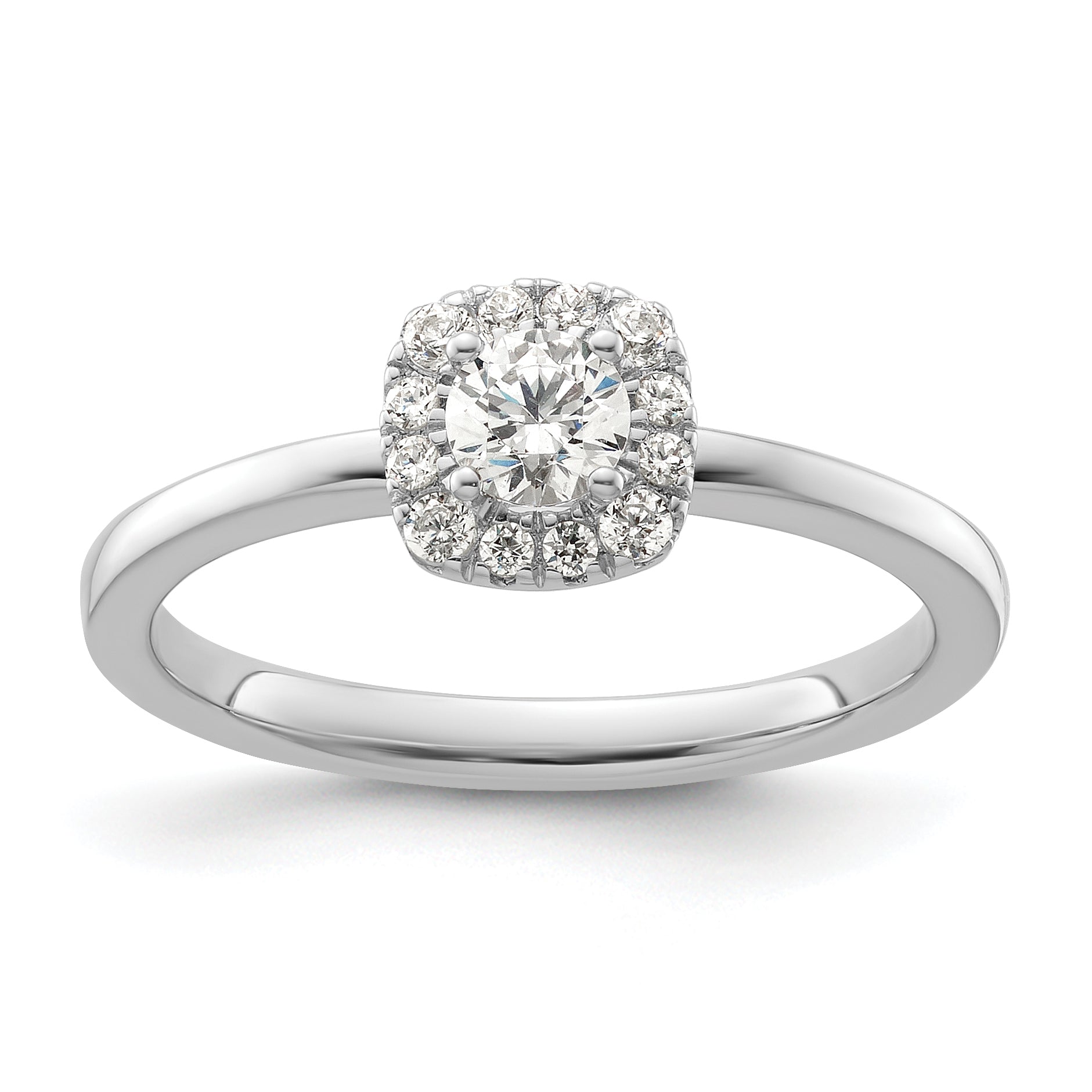 Two Promises 14k White Gold 3/8 carat Lab Grown Diamond VS/SI+ G+ Complete Petite Halo Engagement Ring
