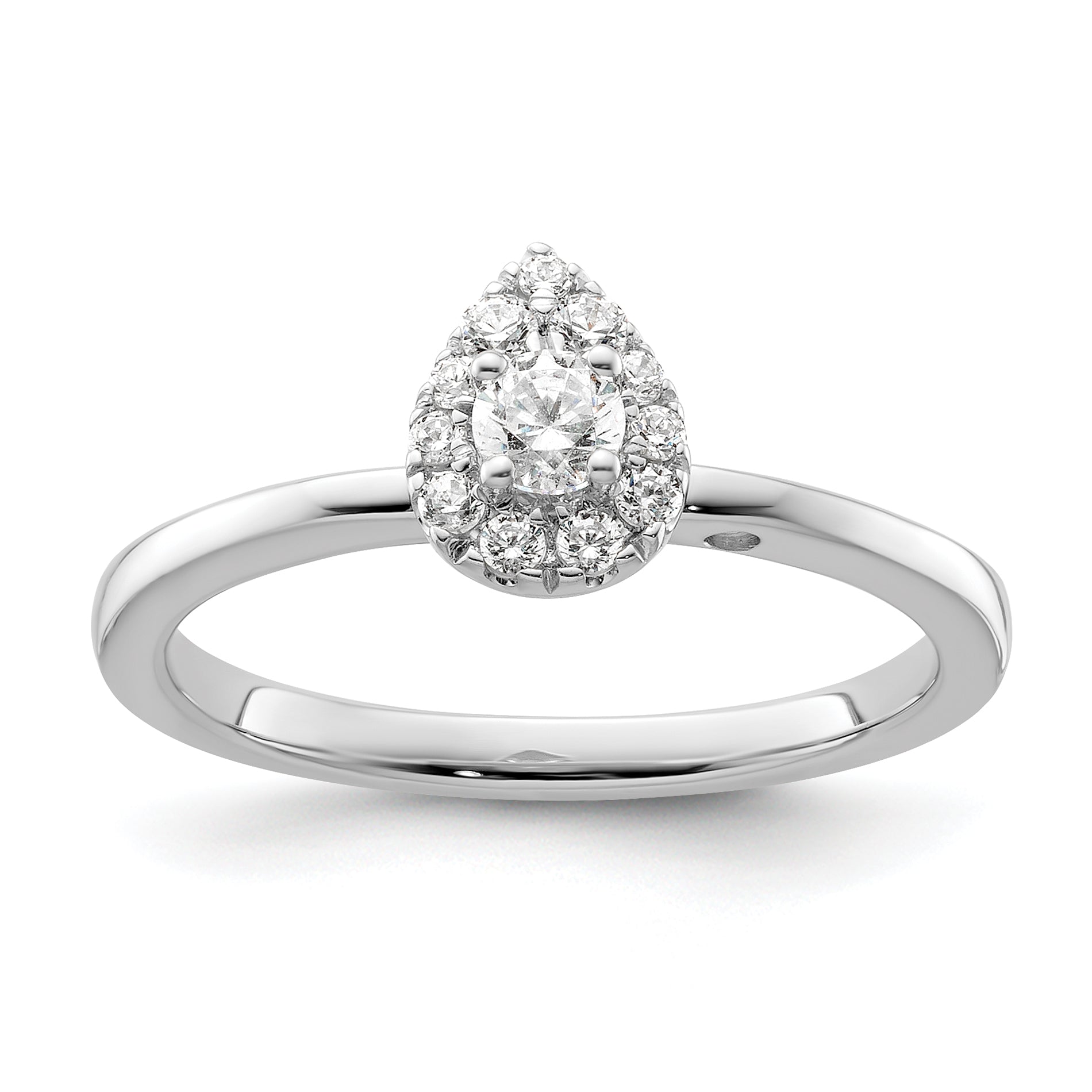 Two Promises 14k White Gold 1/3 carat Lab Grown Diamond VS/SI+ G+ Complete Petite Halo Engagement Ring