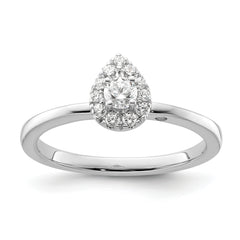 Two Promises 14k White Gold 1/3 carat Lab Grown Diamond VS/SI+ G+ Complete Petite Halo Engagement Ring