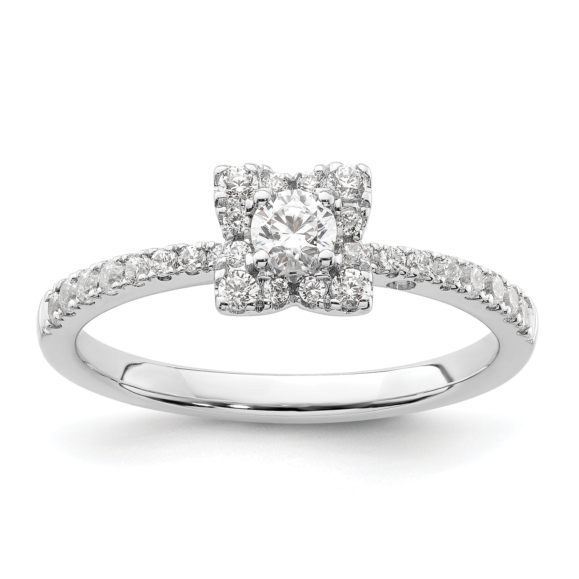 Two Promises 14k White Gold 3/8 carat Lab Grown Diamond VS/SI+ G+ Complete Halo Engagement Ring