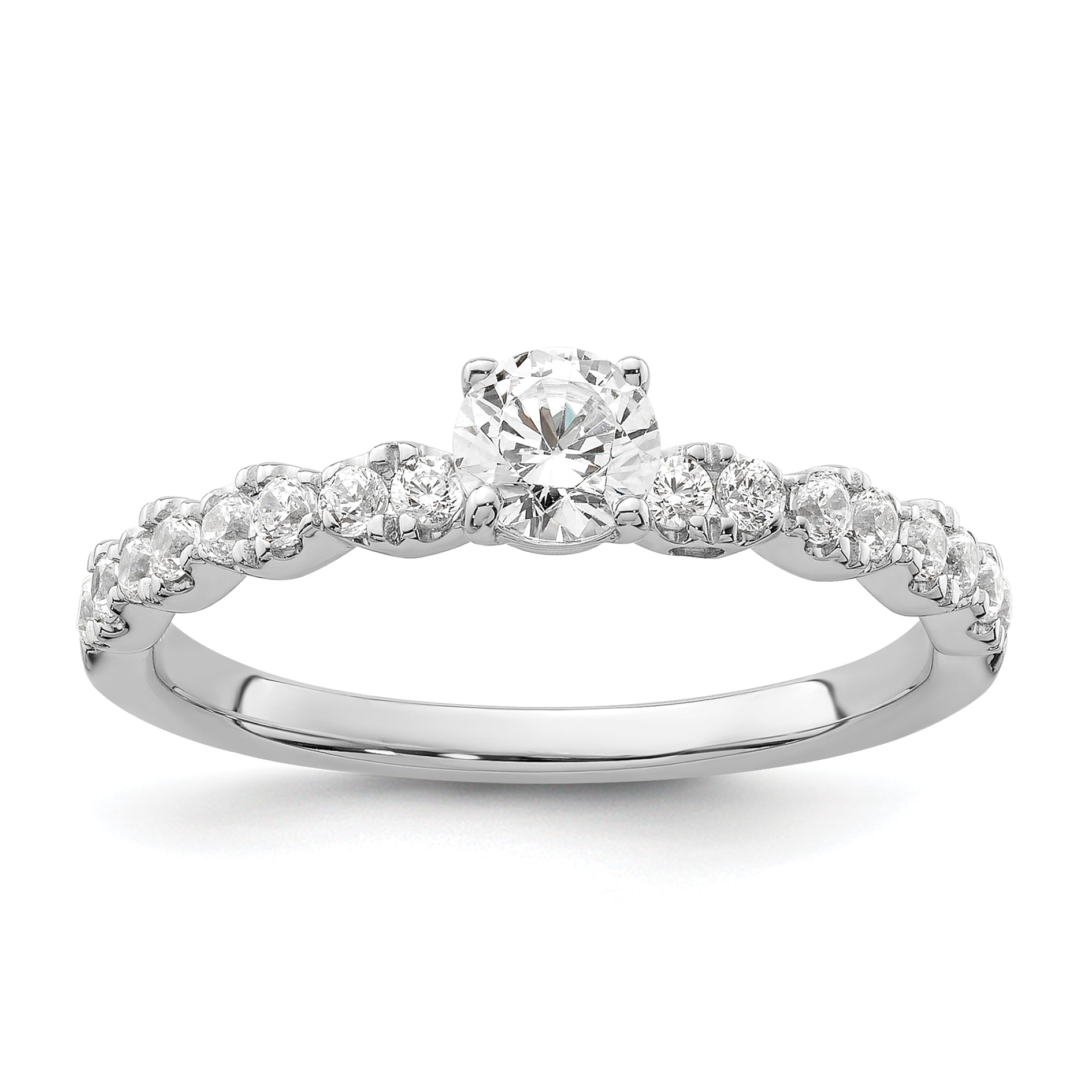 Two Promises 14k White Gold 5/8 carat Lab Grown Diamond VS/SI+ G+ Complete Petite Engagement Ring