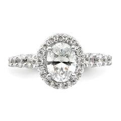 14k White Gold 7/8 carat Lab Grown Diamond VS/SI+ G+ 1 carat Center Oval Semi Mount Engagement Ring