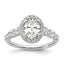 14k White Gold 7/8 carat Lab Grown Diamond VS/SI+ G+ 1 carat Center Oval Semi Mount Engagement Ring