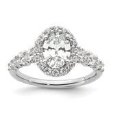 14k White Gold 7/8 carat Lab Grown Diamond VS/SI+ G+ 1 carat Center Oval Semi Mount Engagement Ring