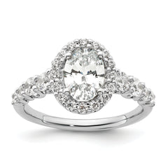 14k White Gold 7/8 carat Lab Grown Diamond VS/SI+ G+ 1 carat Center Oval Semi Mount Engagement Ring