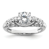 14k White Gold 1/3 carat Lab Grown Diamond VS/SI+ G+ 1 carat Center Round Semi Mount Shared Prong Engagement Ring