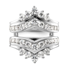 14k White Gold 2 1/3 carat Lab Grown Diamond VS/SI+ G+ Complete Double Row Ring Guard