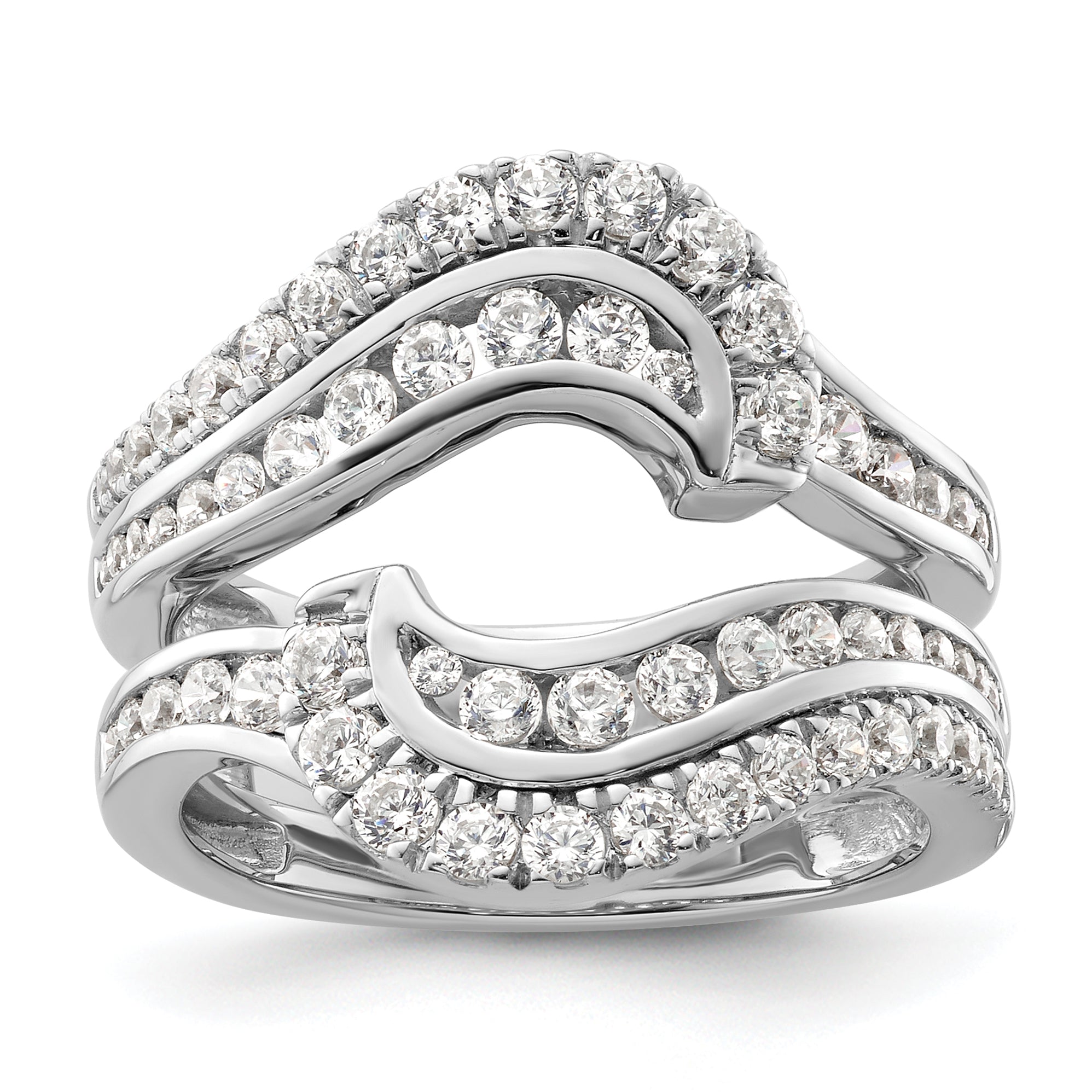 14k White Gold 1 1/5 carat Lab Grown Diamond VS/SI+ G+ Complete Double Row Ring Guard