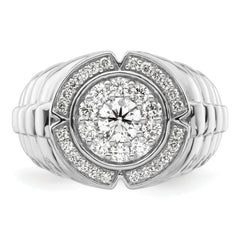 10k White Gold 1 1/5 carat Lab Grown Diamond VS/SI+ G+ Complete Men's Cluster Ring