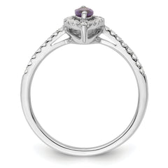14k White Gold 1/5 carat Lab Grown Diamond VS/SI+ G+ and Amethyst February Birthstone Ring