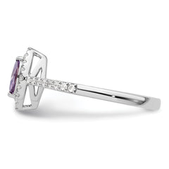 14k White Gold 1/5 carat Lab Grown Diamond VS/SI+ G+ and Amethyst February Birthstone Ring
