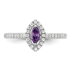 14k White Gold 1/5 carat Lab Grown Diamond VS/SI+ G+ and Amethyst February Birthstone Ring
