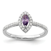 14k White Gold 1/5 carat Lab Grown Diamond VS/SI+ G+ and Amethyst February Birthstone Ring