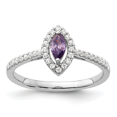 14k White Gold 1/5 carat Lab Grown Diamond VS/SI+ G+ and Amethyst February Birthstone Ring