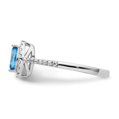 14k White Gold 1/5 carat Lab Grown Diamond VS/SI+ G+ and Blue Topaz December Birthstone Ring
