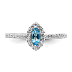 14k White Gold 1/5 carat Lab Grown Diamond VS/SI+ G+ and Blue Topaz December Birthstone Ring