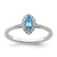 14k White Gold 1/5 carat Lab Grown Diamond VS/SI+ G+ and Blue Topaz December Birthstone Ring
