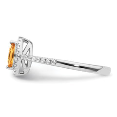 14k White Gold 1/5 carat Lab Grown Diamond VS/SI+ G+ and Citrine November Birthstone Ring