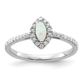 14k White Gold 1/5 carat Lab Grown Diamond VS/SI+ G+ and Lab Created Opal October Birthstone Ring