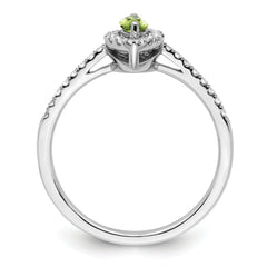 14k White Gold 1/5 carat Lab Grown Diamond VS/SI+ G+ and Peridot August Birthstone Ring