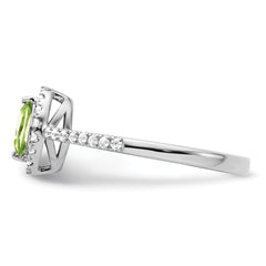 14k White Gold 1/5 carat Lab Grown Diamond VS/SI+ G+ and Peridot August Birthstone Ring