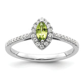 14k White Gold 1/5 carat Lab Grown Diamond VS/SI+ G+ and Peridot August Birthstone Ring