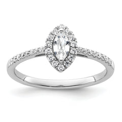 14k White Gold 1/5 carat Lab Grown Diamond VS/SI+ G+ and White Sapphire April Birthstone Ring