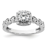 14k White Gold 7/8 carat Lab Grown Diamond VS/SI+ G+ Round Complete Halo Engagement Ring
