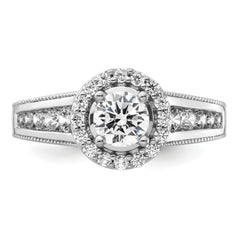 14k White Gold 1 carat Lab Grown Diamond VS/SI+ G+ Round Complete Halo Engagement Ring