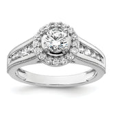 14k White Gold 1 carat Lab Grown Diamond VS/SI+ G+ Round Complete Halo Engagement Ring