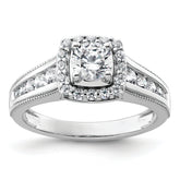 14k White Gold 1 carat Lab Grown Diamond VS/SI+ G+ Round Complete Halo Engagement Ring