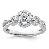 14k White Gold 5/8 carat Lab Grown Diamond VS/SI+ G+ Round Complete Fancy Halo Engagement Ring