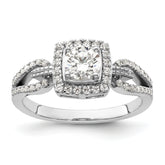 14k White Gold 3/4 carat Lab Grown Diamond VS/SI+ G+ Round Complete Halo Engagement Ring