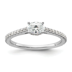 14k White Gold 3/4 carat Lab Grown Diamond VS/SI+ G+ East-West Oval Complete Engagement Ring