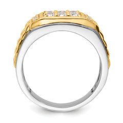 14k Two-Tone 1 1/5 carat Lab Grown Diamond VS/SI+ G+ Men's Ring