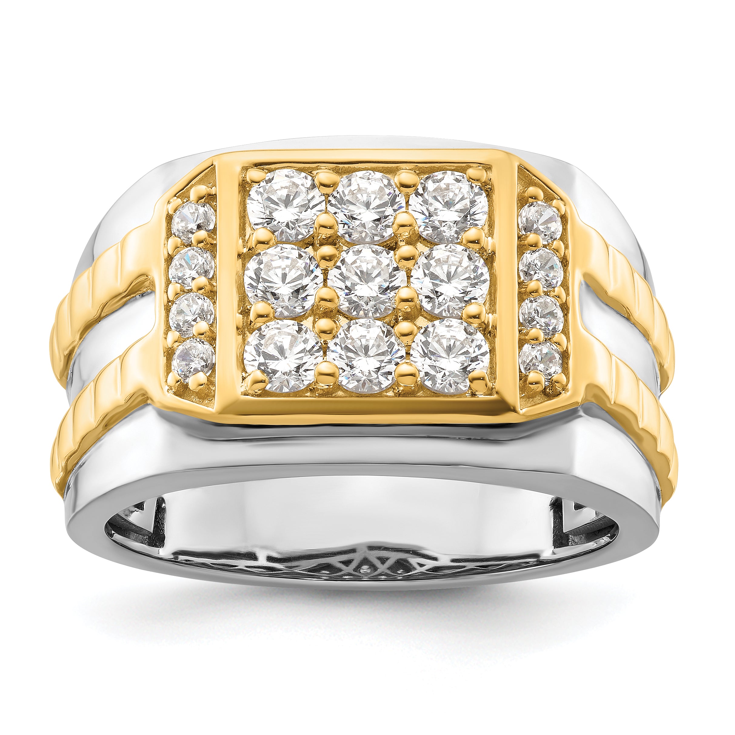14k Two-Tone 1 1/5 carat Lab Grown Diamond VS/SI+ G+ Men's Ring