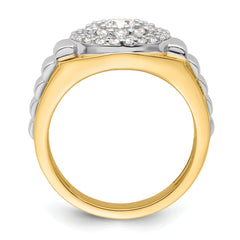 14k Two-Tone 1 1/4 carat Lab Grown Diamond VS/SI+ G+ Complete Cluster Men's Ring