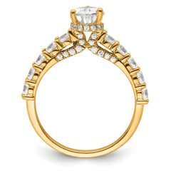 14k 2 carat Certified Lab Grown Diamond VS/SI+ G+ Pear Complete Engagement Ring