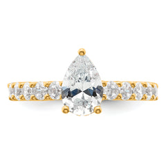 14k 2 carat Certified Lab Grown Diamond VS/SI+ G+ Pear Complete Engagement Ring