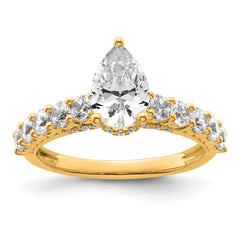 14k 2 carat Certified Lab Grown Diamond VS/SI+ G+ Pear Complete Engagement Ring