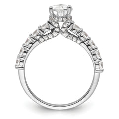 14k White Gold 2 carat Certified Lab Grown Diamond VS/SI+ G+ Pear Complete Engagement Ring