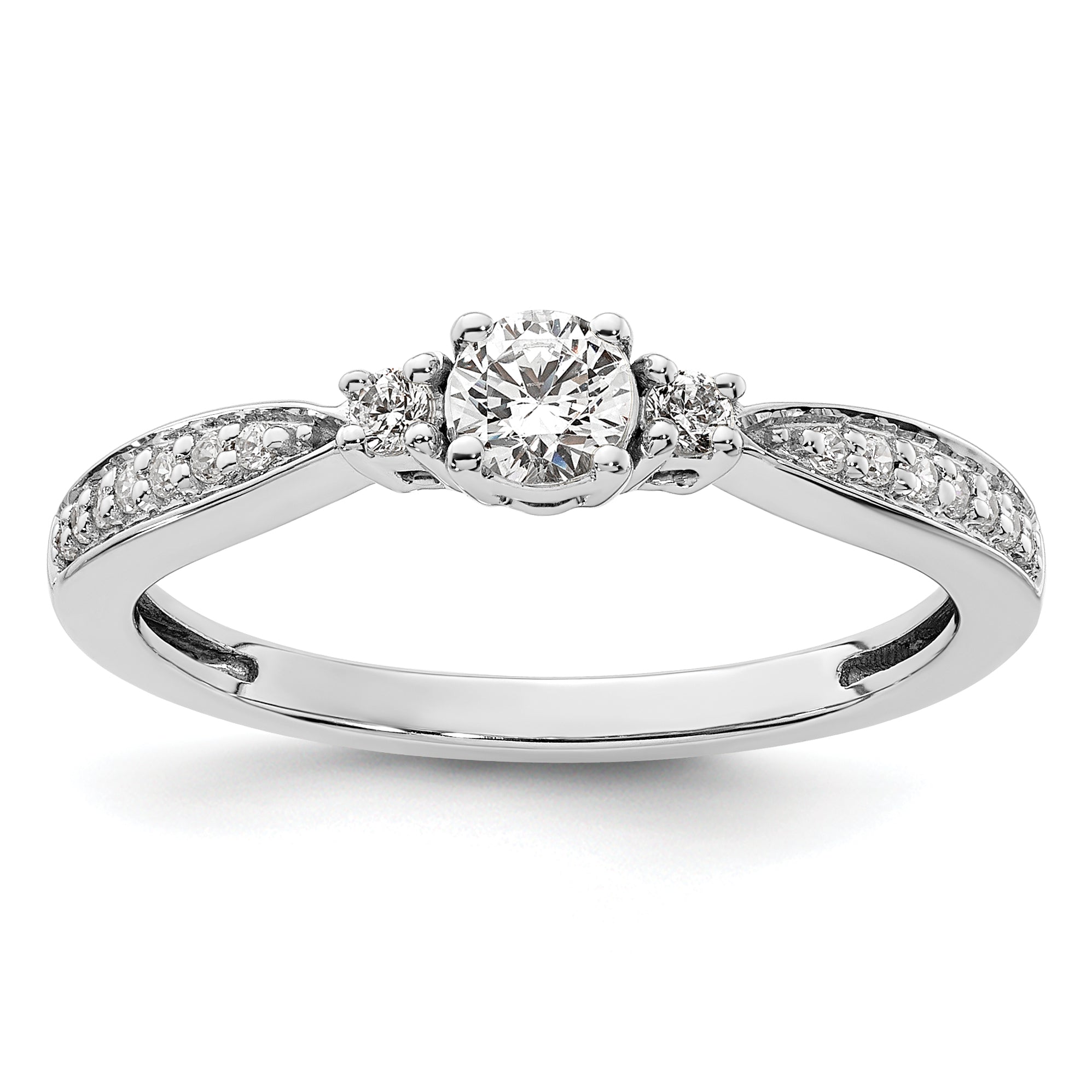 10k White Gold 1/3 carat Lab Grown Diamond VS/SI+ G+ Complete Petite Engagement Ring