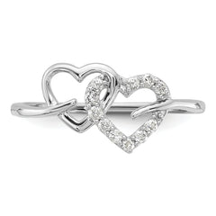 14k White Gold 1/8 carat Lab Grown Diamond VS/SI+ G+ Complete Double Heart Ring