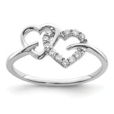 14k White Gold 1/8 carat Lab Grown Diamond VS/SI+ G+ Complete Double Heart Ring