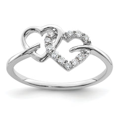 14k White Gold 1/8 carat Lab Grown Diamond VS/SI+ G+ Complete Double Heart Ring