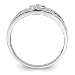 14k White Gold 1/4 carat Lab Grown Diamond VS/SI+ G+ Complete Cross Men's Band