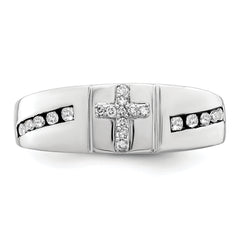 14k White Gold 1/4 carat Lab Grown Diamond VS/SI+ G+ Complete Cross Men's Band