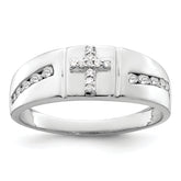 14k White Gold 1/4 carat Lab Grown Diamond VS/SI+ G+ Complete Cross Men's Band