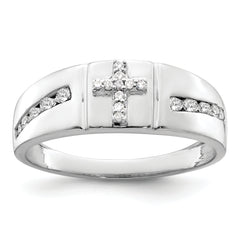14k White Gold 1/4 carat Lab Grown Diamond VS/SI+ G+ Complete Cross Men's Band